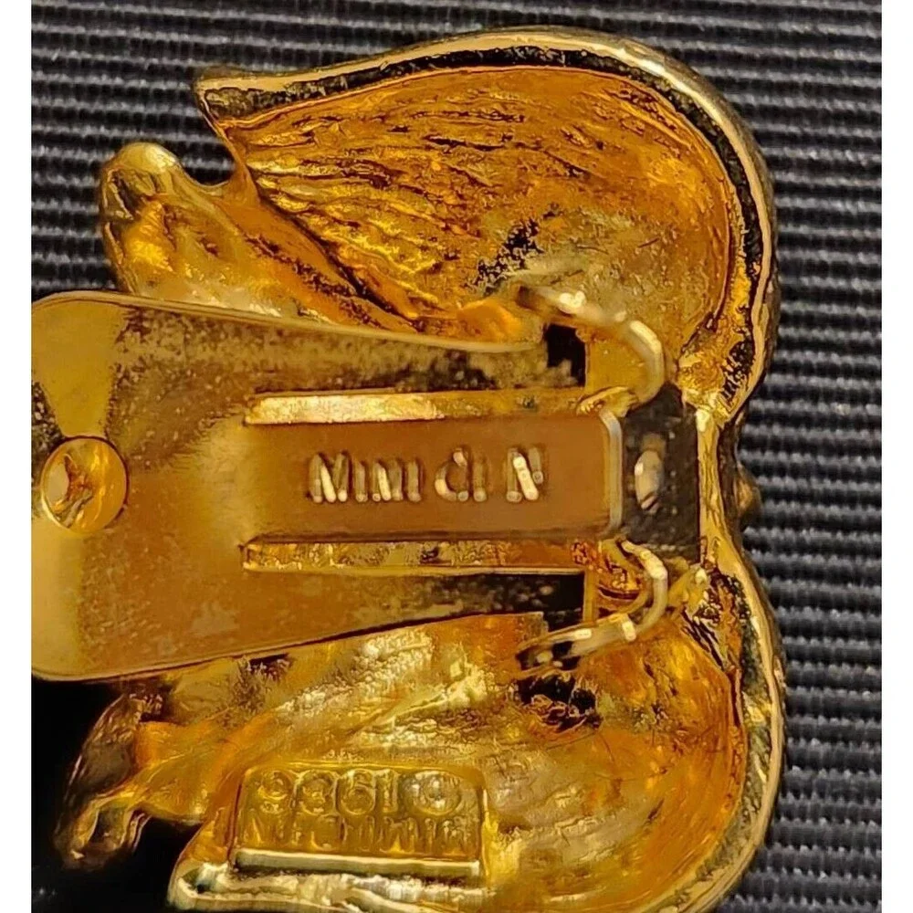 Vintage 1986 Mimi Di N Rare Gold-Tone Flames & Twist Clip-On Earrings - Signed